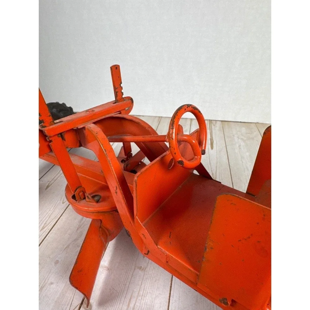 Vintage 1950s Ny-Lint Toys Pressed Steel Road Grader Orange 19 inch Construction